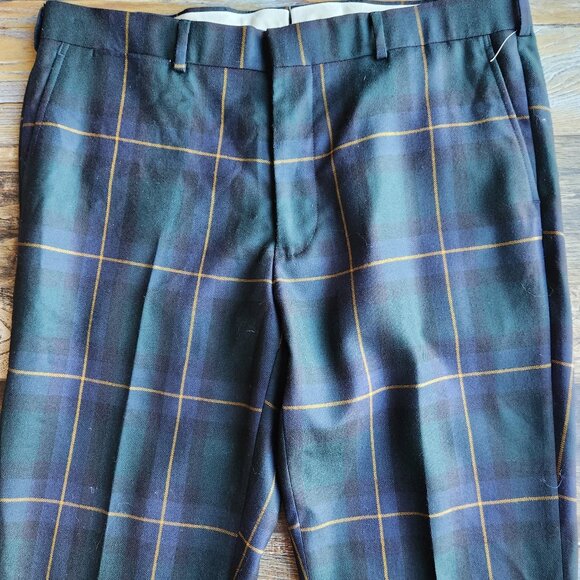 NWT Brooks Brothers Milano Fit Lanificio Di Pray Italian Wool Green Check Pants - Picture 2 of 14